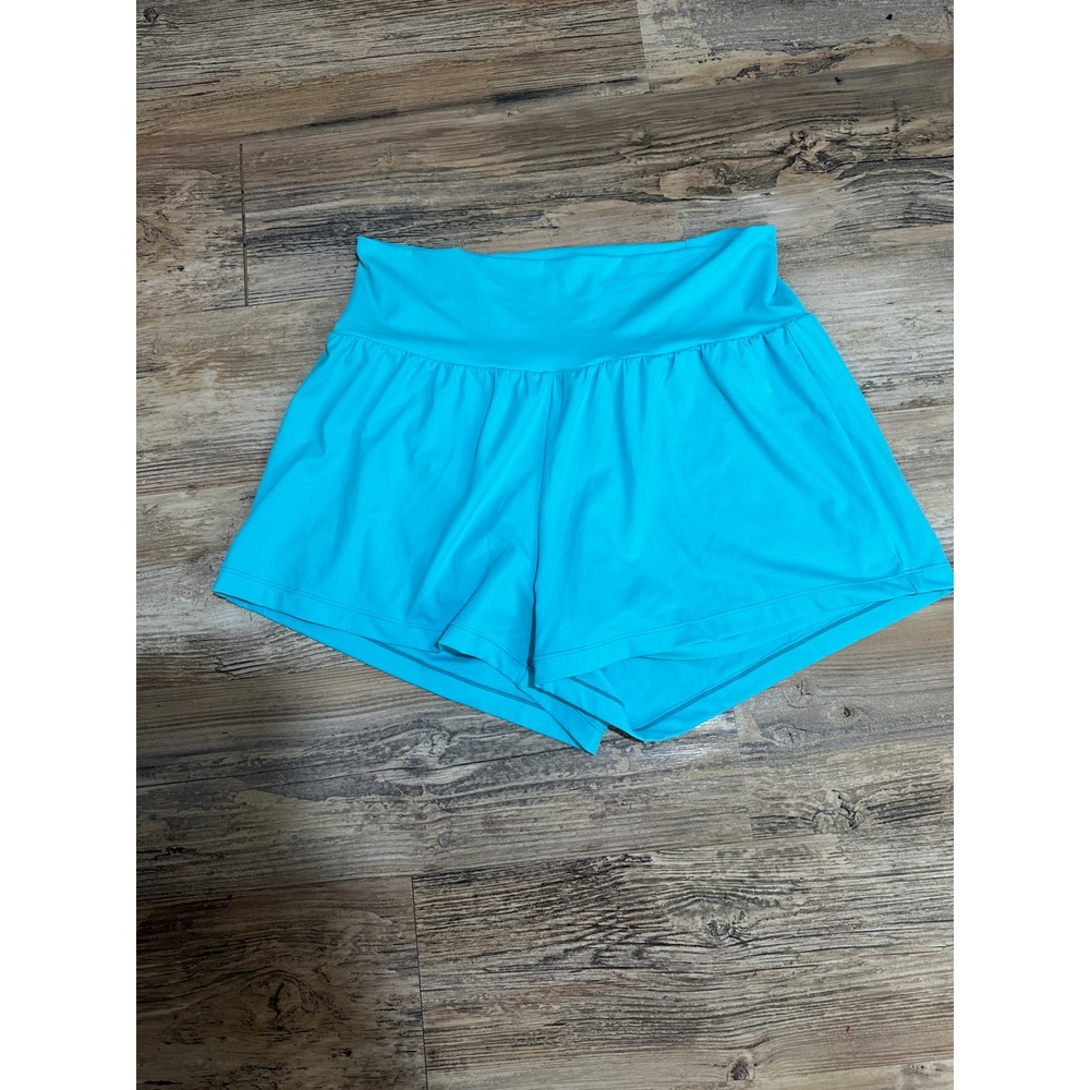 NWOT Halara SoftlyZero Airy High Waisted Athletic Shorts Turquoise Blue Size L